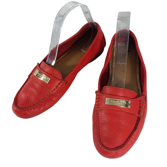 COACH! FLAME RED GENUINE LEATHER MOC STYLE DRIVING SHOES, LOAFERS! SZ 7.5M - Picture 1 of 12